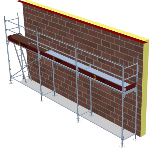 Fassadengerüst 7,71 x 4 m | 34,7 m² | Stahl / Stahlboden | S73 Fassadengerüst Scaff24 