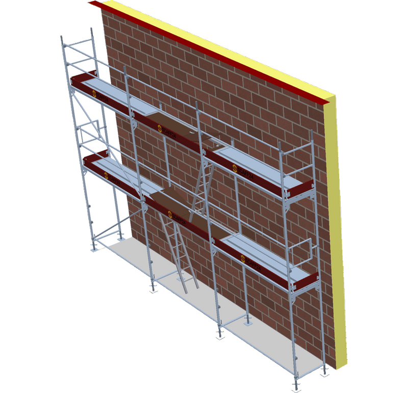 Fassadengerüst 7,71 x 6 m | 50,12 m² | Stahl / Stahlboden | S73 Fassadengerüst Scaff24 