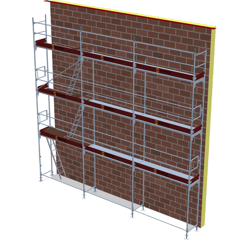 Fassadengerüst 7,71 x 8 m | 65,54 m² | Stahl / Stahlboden | S73 Fassadengerüst Scaff24 