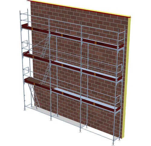 Fassadengerüst 7,71 x 8 m | 65,54 m² | Stahl / Stahlboden | S73 Fassadengerüst Scaff24 