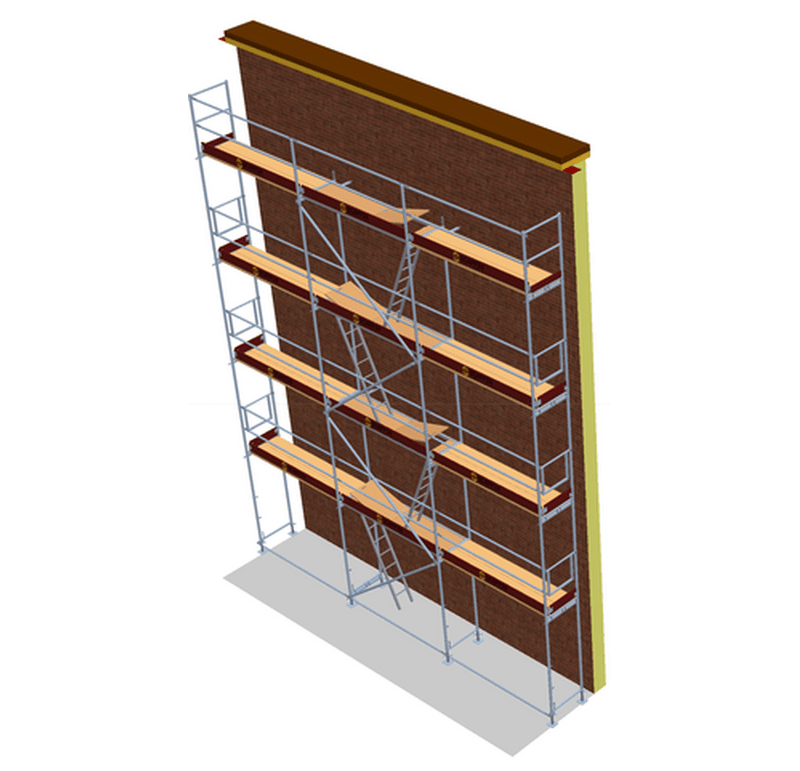 Fassadengerüst 9 x 10 m | 94,5 m² | Stahl / Holzbelag | SL74 Gerüst Scaff24 