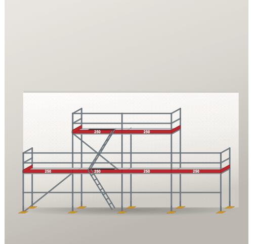Giebelgerüst 10 x 6 m | 35 m² | Stahl / Stahlboden | SL74 Giebelgerüst Scaff24 