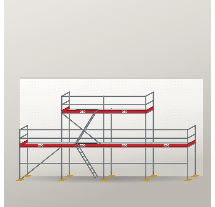 Giebelgerüst 10 x 6 m | 35 m² | Stahl / Stahlboden | SL74 Giebelgerüst Scaff24 