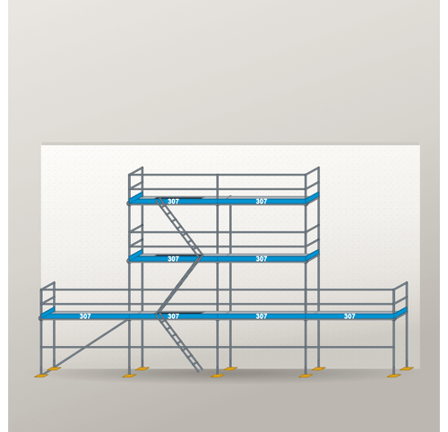 Giebelgerüst 12,28 x 8 m | 55,26 m² | Stahl / Sperrholz | S73 Giebelgerüst Scaff24 