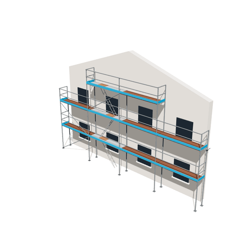 Giebelgerüst 12,28 x 8,5 m | 67,54 m² | Stahl / Sperrholz | S73 Giebelgerüst Scaff24 