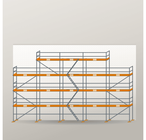 Giebelgerüst 15 x 10 m | 115,5 m² | Stahl / Holzbelag | RUX65 Giebelgerüst Scaff24 
