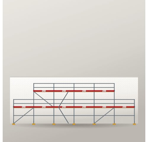 Giebelgerüst 15 x 6 m | 57,5 m² | Stahl / Holzbelag | SL74 Giebelgerüst Scaff24 