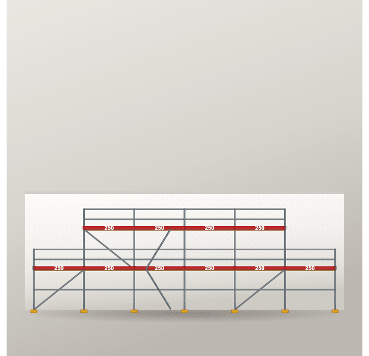 Giebelgerüst 15 x 6 m | 57,5 m² | Stahl / Holzbelag | SL74 Giebelgerüst Scaff24 