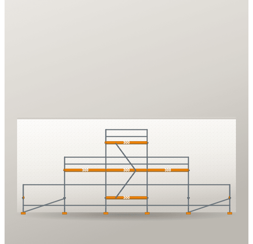 Giebelgerüst 15 x 7 m | 46,5 m² | Stahl / Holzbelag | RUX65 Giebelgerüst Scaff24 