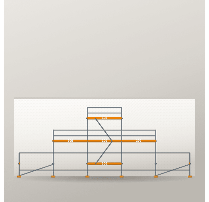 Giebelgerüst 15 x 7 m | 46,5 m² | Stahl / Holzbelag | RUX65 Giebelgerüst Scaff24 