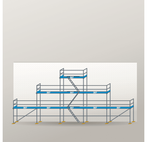 Giebelgerüst 15,35 x 8 m | 62,93 m² | Stahl / Sperrholz | S73 Giebelgerüst Scaff24 