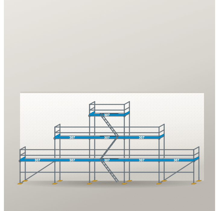 Giebelgerüst 15,35 x 8 m | 62,93 m² | Stahl / Sperrholz | S73 Giebelgerüst Scaff24 