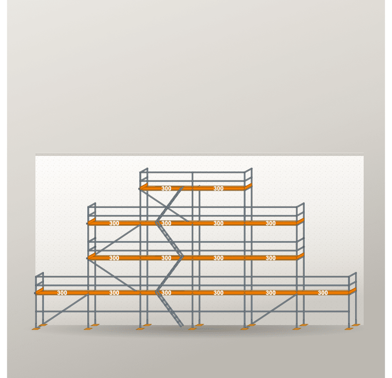 Giebelgerüst 18 x 10 m | 105 m² | Stahl / Holzbelag | RUX65 Giebelgerüst Scaff24 