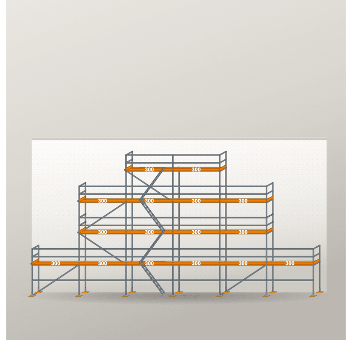Giebelgerüst 18 x 10 m | 105 m² | Stahl / Holzbelag | RUX65 Giebelgerüst Scaff24 