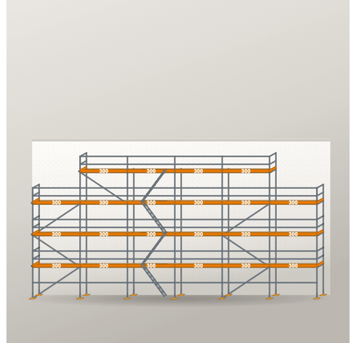 Giebelgerüst 18 x 10 m | 141 m² | Stahl / Holzbelag | RUX65 Giebelgerüst Scaff24 