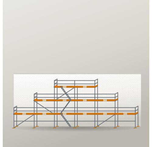Giebelgerüst 18 x 8 m | 81 m² | Stahl / Holzbelag | RUX65 Giebelgerüst Scaff24 