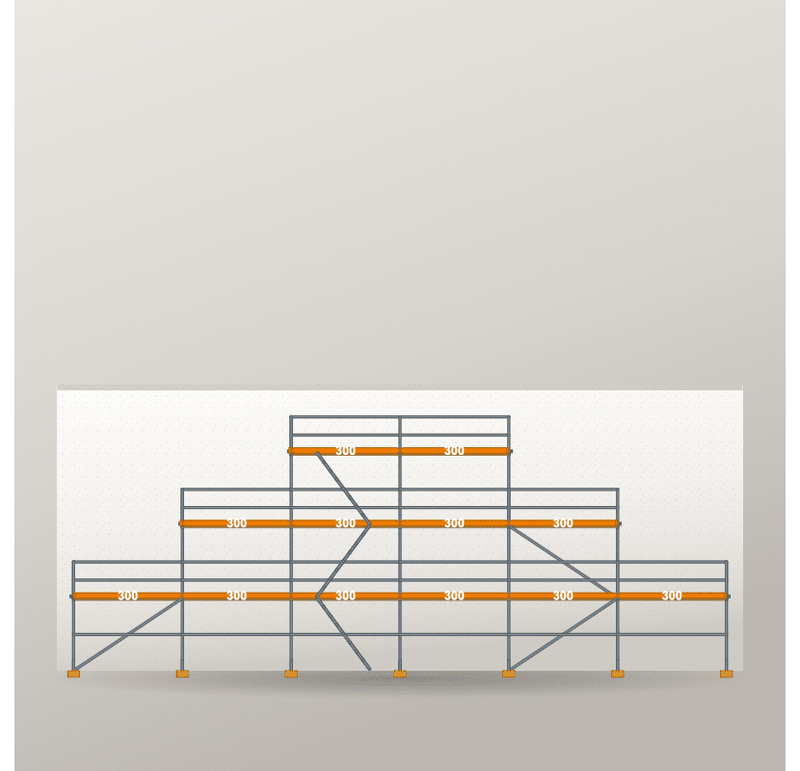 Giebelgerüst 18 x 8 m | 81 m² | Stahl / Holzbelag | RUX65 Giebelgerüst Scaff24 