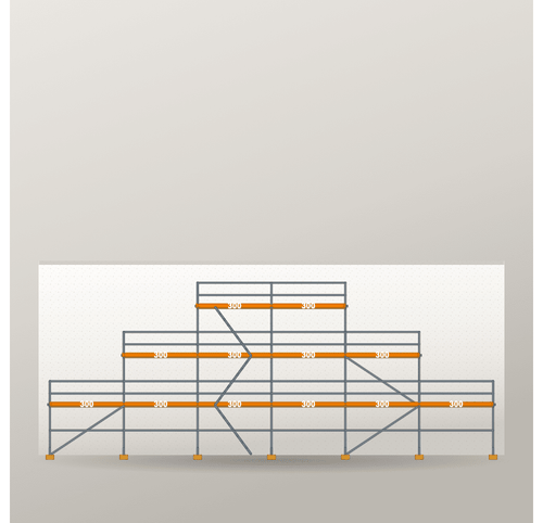 Giebelgerüst 18 x 8 m | 81 m² | Stahl / Holzbelag | RUX65 Giebelgerüst Scaff24 