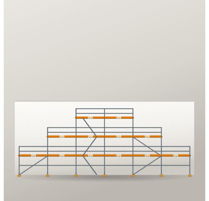 Giebelgerüst 18 x 8 m | 81 m² | Stahl / Holzbelag | RUX65 Giebelgerüst Scaff24 