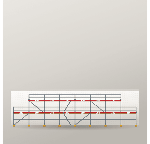 Giebelgerüst 20 x 6 m | 80 m² | Stahl / Holzbelag | SL74 Giebelgerüst Scaff24 