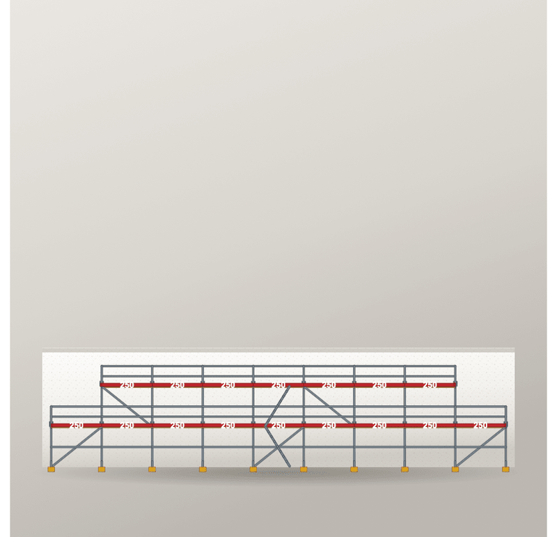 Giebelgerüst 22,5 x 6 m | 91,25 m² | Stahl / Holzbelag | SL74 Giebelgerüst Scaff24 