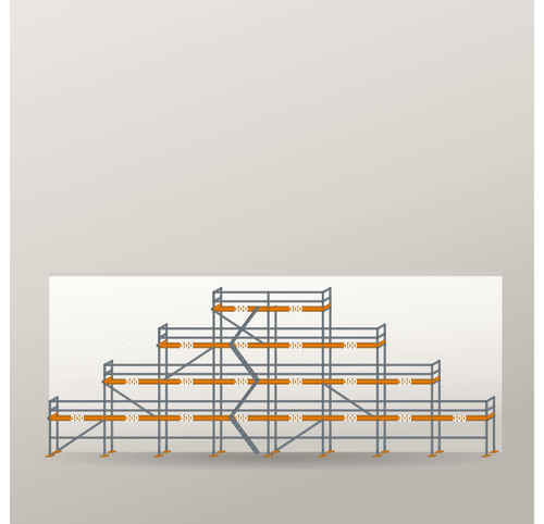 Giebelgerüst 24 x 10 m | 132 m² | Stahl / Holzbelag | RUX65 Giebelgerüst Scaff24 