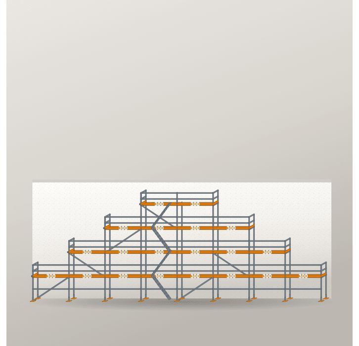 Giebelgerüst 24 x 10 m | 132 m² | Stahl / Holzbelag | RUX65 Giebelgerüst Scaff24 