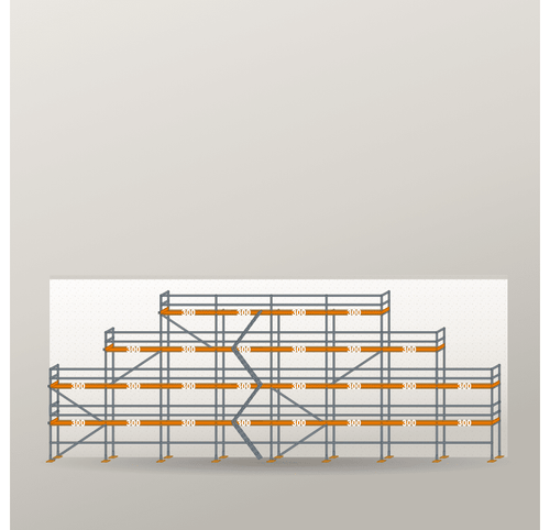 Giebelgerüst 24 x 10 m | 168 m² | Stahl / Holzbelag | RUX65 Giebelgerüst Scaff24 