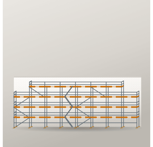 Giebelgerüst 24 x 10 m | 192 m² | Stahl / Holzbelag | RUX65 Giebelgerüst Scaff24 