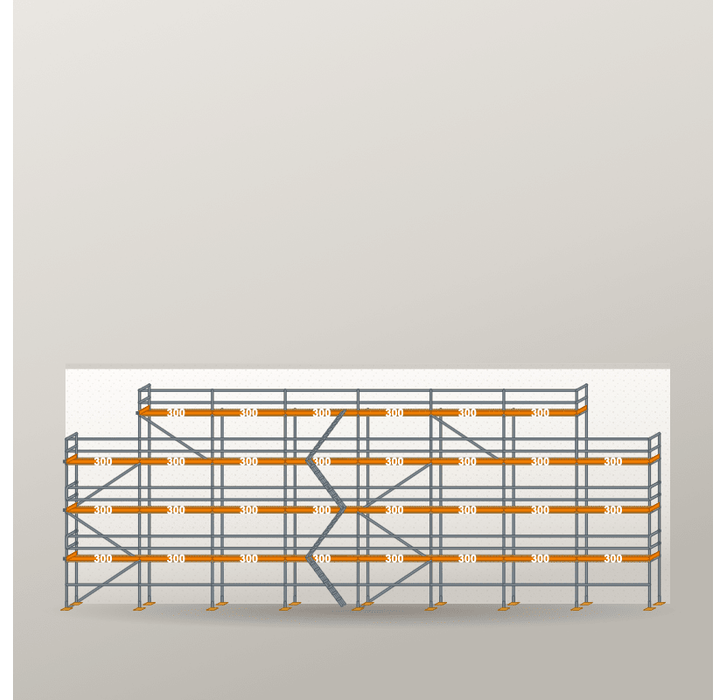 Giebelgerüst 24 x 10 m | 192 m² | Stahl / Holzbelag | RUX65 Giebelgerüst Scaff24 