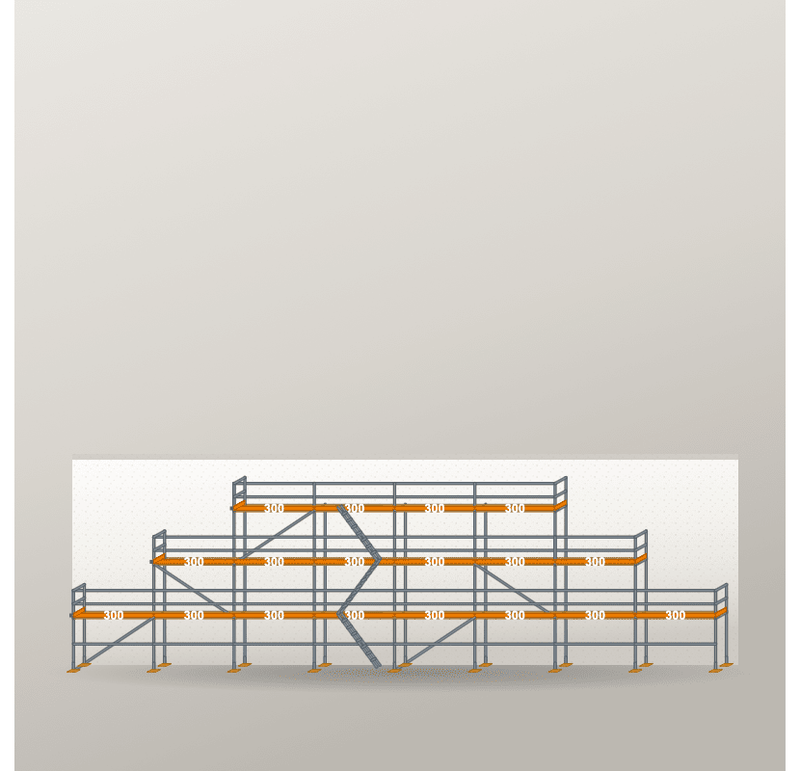 Giebelgerüst 24 x 8 m | 120 m² | Stahl / Holzbelag | RUX65 Giebelgerüst Scaff24 