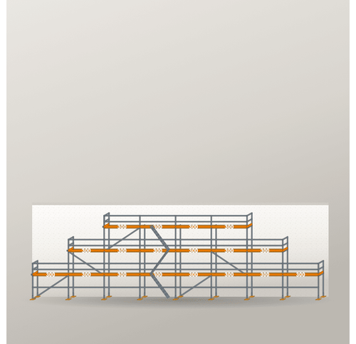 Giebelgerüst 24 x 8 m | 120 m² | Stahl / Holzbelag | RUX65 Giebelgerüst Scaff24 