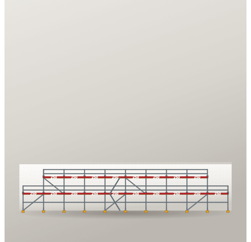 Giebelgerüst 25 x 6 m | 102,5 m² | Stahl / Holzbelag | SL74 Giebelgerüst Scaff24 
