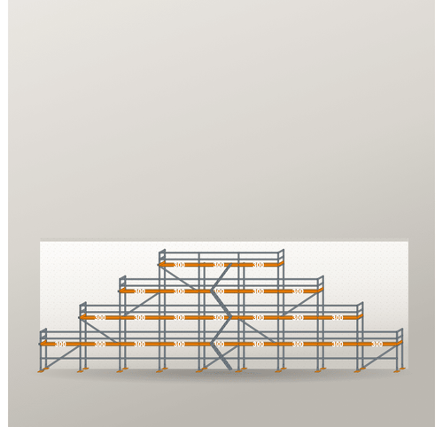 Giebelgerüst 27 x 10 m | 157,5 m² | Stahl / Holzbelag | RUX65 Giebelgerüst Scaff24 