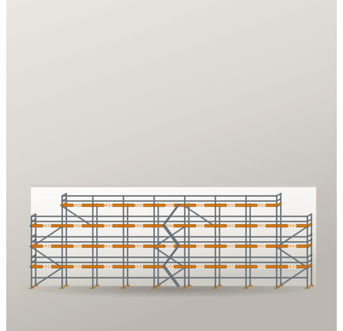 Giebelgerüst 27 x 10 m | 217,5 m² | Stahl / Holzbelag | RUX65 Giebelgerüst Scaff24 