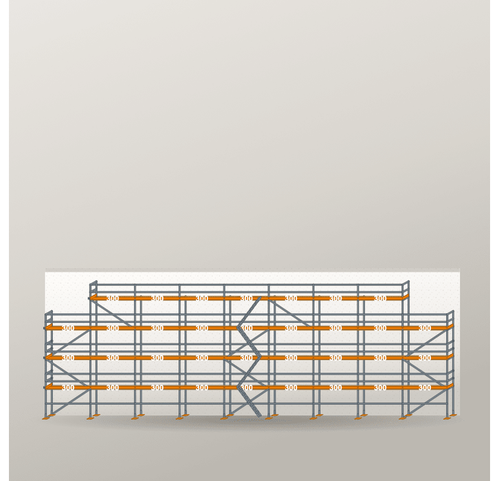 Giebelgerüst 27 x 10 m | 217,5 m² | Stahl / Holzbelag | RUX65 Giebelgerüst Scaff24 