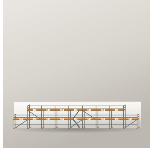 Giebelgerüst 27 x 6 m | 109,5 m² | Stahl / Holzbelag | RUX65 Giebelgerüst Scaff24 