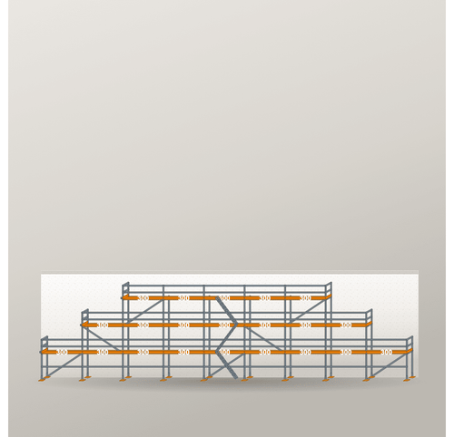 Giebelgerüst 27 x 8 m | 139,5 m² | Stahl / Holzbelag | RUX65 Giebelgerüst Scaff24 