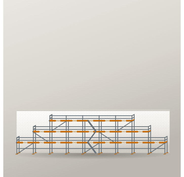 Giebelgerüst 27 x 8 m | 139,5 m² | Stahl / Holzbelag | RUX65 Giebelgerüst Scaff24 