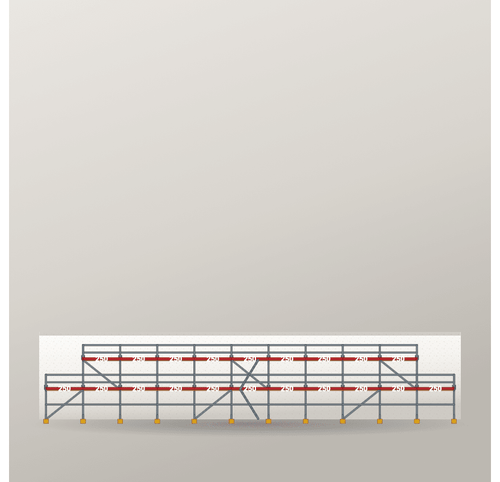 Giebelgerüst 27,5 x 6 m | 113,75 m² | Stahl / Holzbelag | SL74 Giebelgerüst Scaff24 