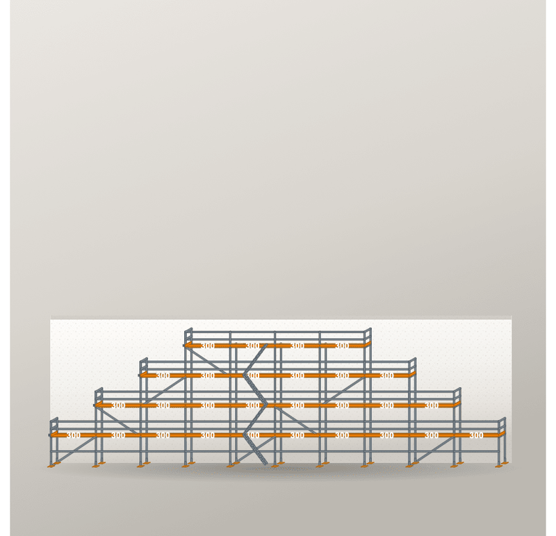 Giebelgerüst 30 x 10 m | 183 m² | Stahl / Holzbelag | RUX65 Giebelgerüst Scaff24 