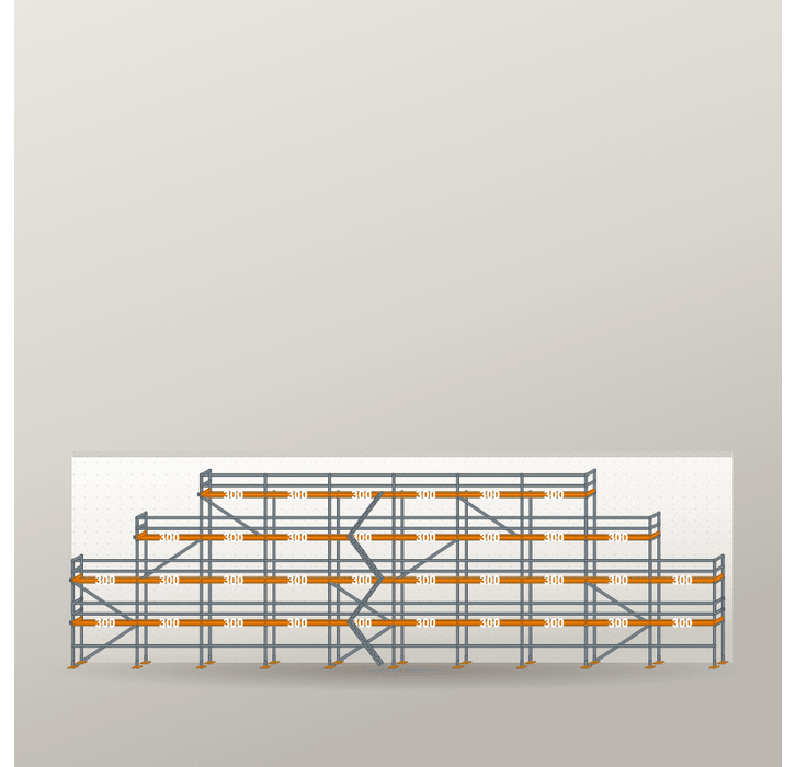 Giebelgerüst 30 x 10 m | 219 m² | Stahl / Holzbelag | RUX65 Giebelgerüst Scaff24 