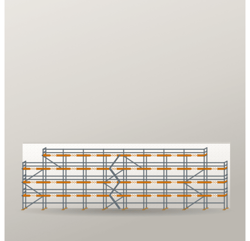 Giebelgerüst 30 x 10 m | 243 m² | Stahl / Holzbelag | RUX65 Giebelgerüst Scaff24 