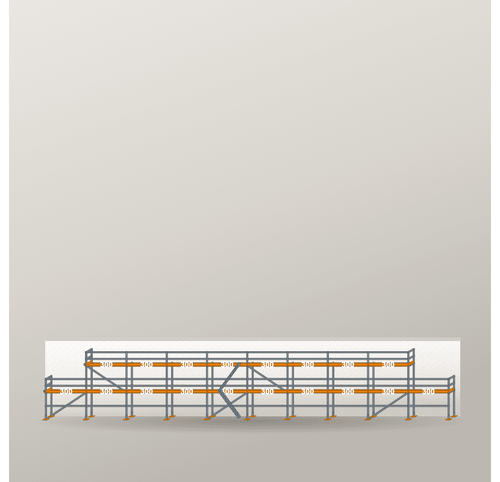 Giebelgerüst 30 x 6 m | 123 m² | Stahl / Holzbelag | RUX65 Giebelgerüst Scaff24 