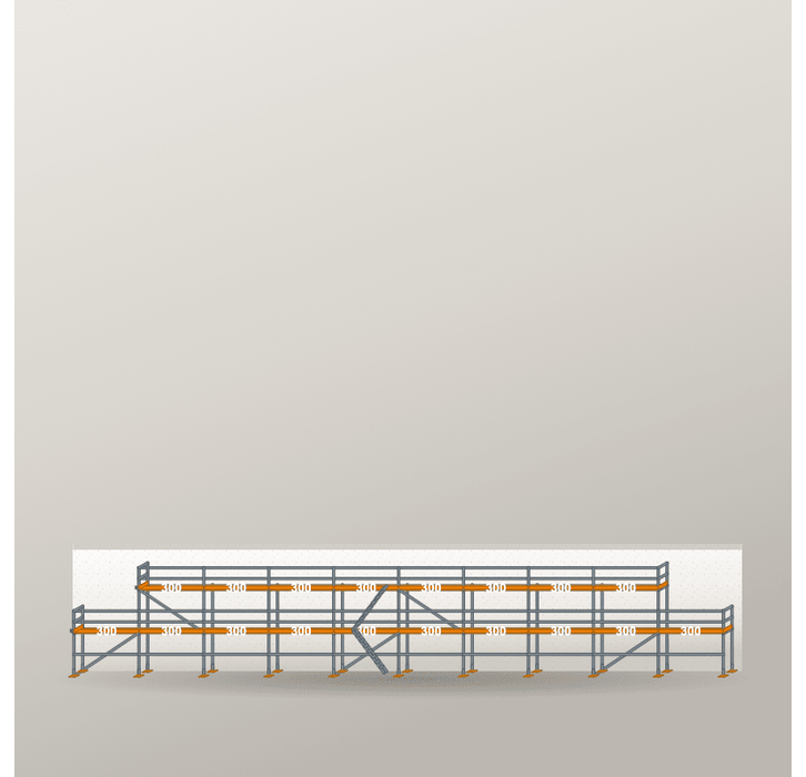 Giebelgerüst 30 x 6 m | 123 m² | Stahl / Holzbelag | RUX65 Giebelgerüst Scaff24 