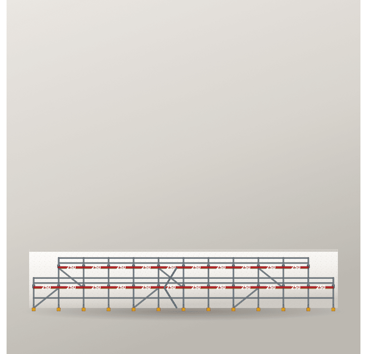 Giebelgerüst 30 x 6 m | 125 m² | Stahl / Holzbelag | SL74 Giebelgerüst Scaff24 