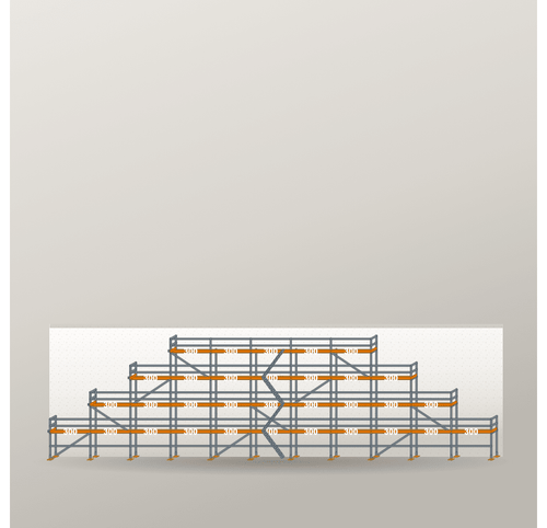 Giebelgerüst 33 x 10 m | 208,5 m² | Stahl / Holzbelag | RUX65 Giebelgerüst Scaff24 
