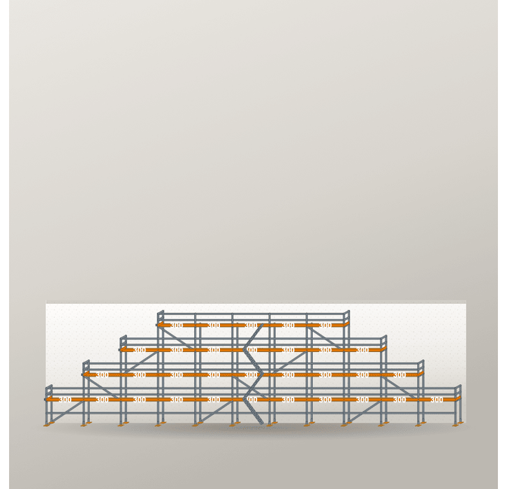 Giebelgerüst 33 x 10 m | 208,5 m² | Stahl / Holzbelag | RUX65 Giebelgerüst Scaff24 