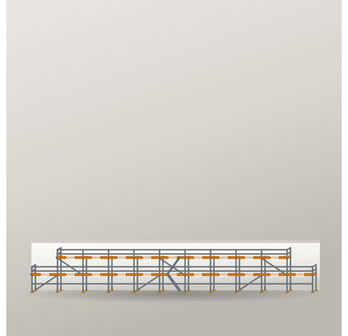 Giebelgerüst 33 x 6 m | 136,5 m² | Stahl / Holzbelag | RUX65 Giebelgerüst Scaff24 