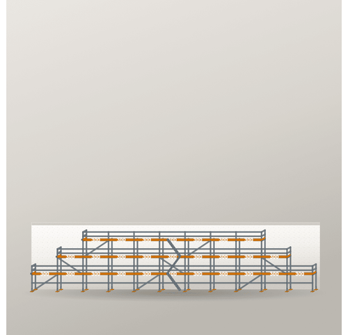 Giebelgerüst 33 x 8 m | 178,5 m² | Stahl / Holzbelag | RUX65 Giebelgerüst Scaff24 